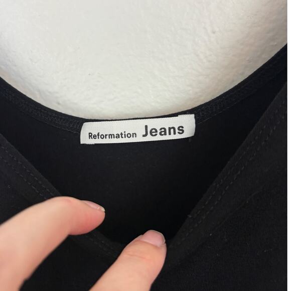 Reformation Jeans Kaila Knit Tie Waist Wrap Quiet Luxury Classic Midi Dress - Picture 5 of 5